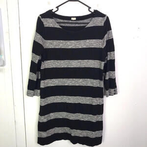 J Crew Dress Womens M Shift Colorblock Stripe Neutral Capsule Shift Cotton